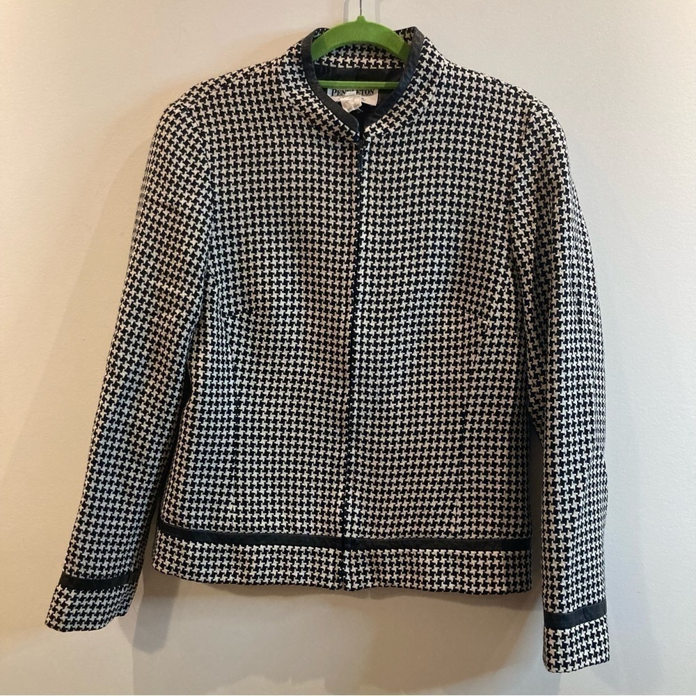 PENDLETON Sz 4 100% Wool Shell Tooth Hound  Fully Lined Zip Up Jacket